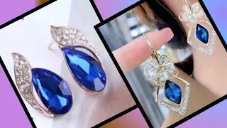 Blue Sapphire earrings designs | Blue neelum stone earrings | Blue Diamond earrings  earrings