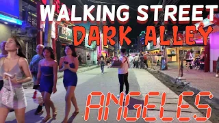 Angeles city.  Walking Street and Dark Alley at Friday Night.