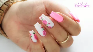 Easy Roses nails art tutorial / Gabrielle Nails Charbonne