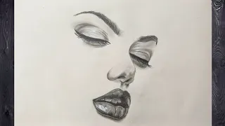 ✏️realistic face drawing// realistic eye and lip Drawing- one pencil drawing- 🖤😍