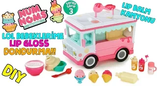 NUM NOMS Kamyon Seti ile LOL Sürpriz Bebeklere Lip Gloss Dondurma Yaptık DIY Bidünya Oyuncak