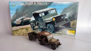 jeep willys heller 1/35 (US 1/4 ton truck & trailer)