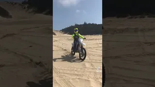 15 year old on new crf450r. Oregon dunes