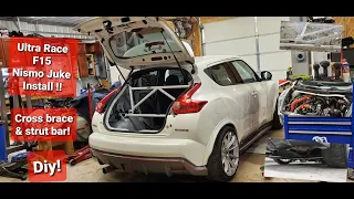 How to Install a Ultra Race Rear X brace and Front Strut Bar on a Nismo Juke FWD! #Jukebait