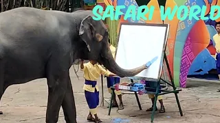 Elephant Painting 🎨🖌️| Elephant 🐘 show| Safari World 🌍| Bangkok