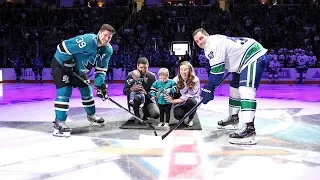 Sharks celebrate Hockey Fights Cancer with ceremonial puck drop