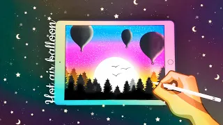 Hot Air Balloon | Digital illustration | Using Ipad and procreate