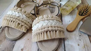 DIY: Easiest Macrame Sandals Tutorial |Boho Style craft| Step by Step for Beginner|آموزش صندل مکرومه