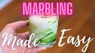 Quick marble candle | 2 easy marbling techniques to learn