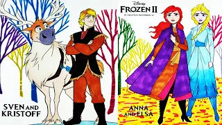 FROZEN 2 Coloring Pages | Anna and Elsa & Sven and Kristoff