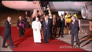 Pope Benedict XVI arrives at London Heathrow Airport