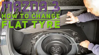 Mazda 3 - How to Change Flat Tire Tyre Wheel - The Complete Guide