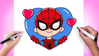 How To Draw SPIDERMAN | Cute Valentines Day Art