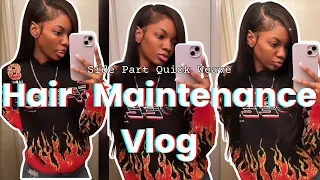 Hair Maintenance Vlog | My FIRST side part QUICK WEAVE !