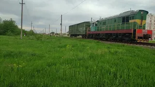 ЧМЭ3э-6767 с вагоном. Перегон Тирасполm-Бендеры./ CHME3э-6767 with a wagon. Drive Tiraspol -Bendery.