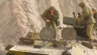 МТЛБ и зенитная установка ЗУ-23-2 Russian army firing of anti-aircraft