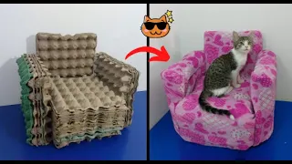 como hacer un sofa con cartones de huevo // sillon con cubetas de huevo recicladas