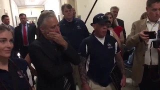 Jon Stewart Gets Emotional As 9/11 First Responders Give Him Fallen Friend's Jacket | NBC New York