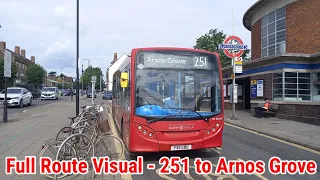 Full Route Visual | London Bus Route 251 - Edgware to Arnos Grove | (DE20160) YX11GBU