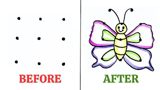 How To Draw Butterfly Drawing With 9 Dot Easily | Step By Step Butterfly Drawing |
