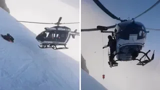 Skilful Helicopter Rescue From Mountain Side