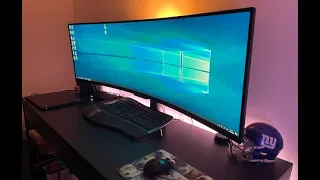 Unboxing and set up of a 49-inch OLED super ultrawide curved monitor