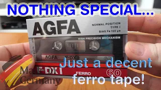 Unwrapping and testing AGFA F-DX I 60 from 1987 made in Germany audio cassette 50fps!