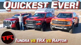 Ford Raptor vs Ram TRX vs Toyota Tundra 0-60 MPH Tow-Off: What's the Quickest Towing Truck?