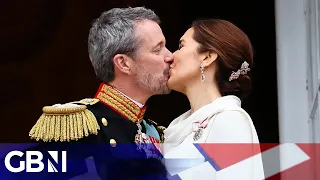 King Frederik and Queen Mary kiss on balcony in first historic appearance as monarchs
