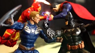 Spider-Man Captain America Thor Avengers vs Superman Batman Stop Motion Action Video Part 1 w toys