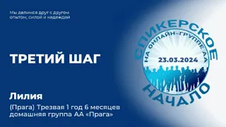 Третий шаг. Лилия (Прага) 1 год 6 мес. трезвости. Спикерское на онлайн-группе АА "Начало" 23.03.04