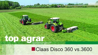 System comparison between Claas Disco 360 and Disco 3600 Contour - mowing grass