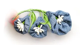 Цветы из джинсовой ткани своими руками | DIY denim flowers | DIY flores de mezclilla