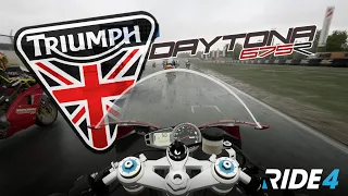 Triumph Daytona 675R  #fpv #doningtonpark  #600ccbike  #motoracing #ride4  #gameplay #rain