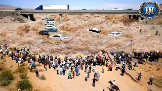 The Saudi Arabian desert turns into a huge ocean after the floods in Al Qassim