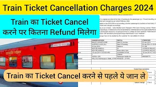 Train Ticket Cancellation Charges 2024 |Confirm ticket cancellation refund| 1AC 2AC 3AC SL 2S |IRCTC