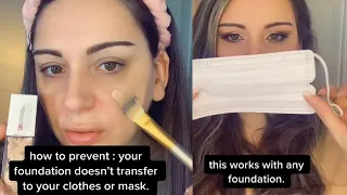How to: prevent your foundation from transferring to your clothes/ mask  #makeupshorts #makeuphacks