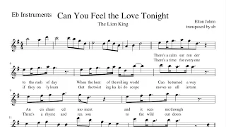 "Can You Feel the Love Tonight" - Alto Sax Cover | Sheet Music PDF | Lyrics