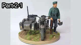 ITALERI 1/9 German Military Motorcycle & German Infantryman Part2-1