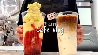 (Eng)🍌❤️😋Strawberry Banana Frappe😋❤️🍌/ Absolutely delicious visual👍🏻/ cafe vlog / asmr