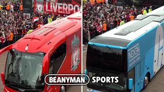 Man City & Liverpool team buses arrive at Anfield for HUGE Premier League clash!