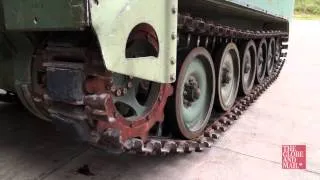 Watch a test drive of a retired M113 armoured personnel carrier