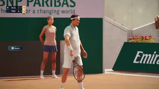 Top Spin 2k25 Agassi epic game breaking Federer serve from 0-40 down