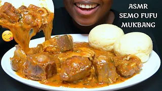 ASMR:🔥Ogbono Soup with COW TAIL, Mackerel Fish and Semolina Fufu MUKBANG | Yummy Eating Sounds 😋