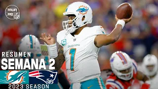 Miami Dolphins vs. New England Patriots | Semana 2 NFL 2023 | Resumen Highlights | 17 Sep, 23