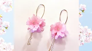 How to make shrink plastic Cherry blossoms earrings tutorial /sakura/DIY/樱花耳环/热缩片