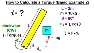 Physics 15  Torque Fundamentals (8 of 13) How to Calculate a Torque (Basic Example 2)