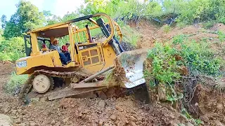 Widening Old Roads and Cutting Hills With D6R XL Bulldozers