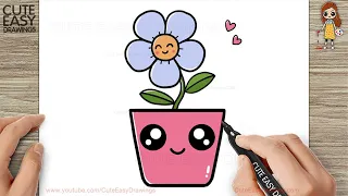 How to Draw a Cute Flower Pot - Drawing and Coloring for Kids and Toddlers
