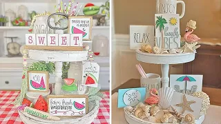 Creative Summer Tiered Tray Decor Ideas to Brighten Your Home